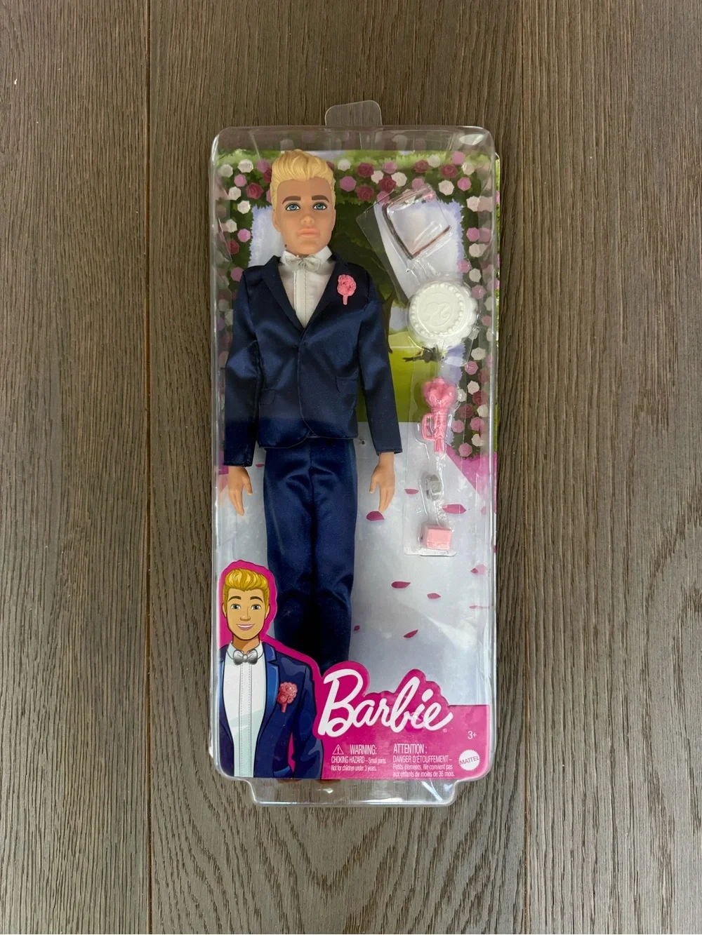 Barbie Ken Doll in Dark Blue Tuxedo with Pink Boutonniere